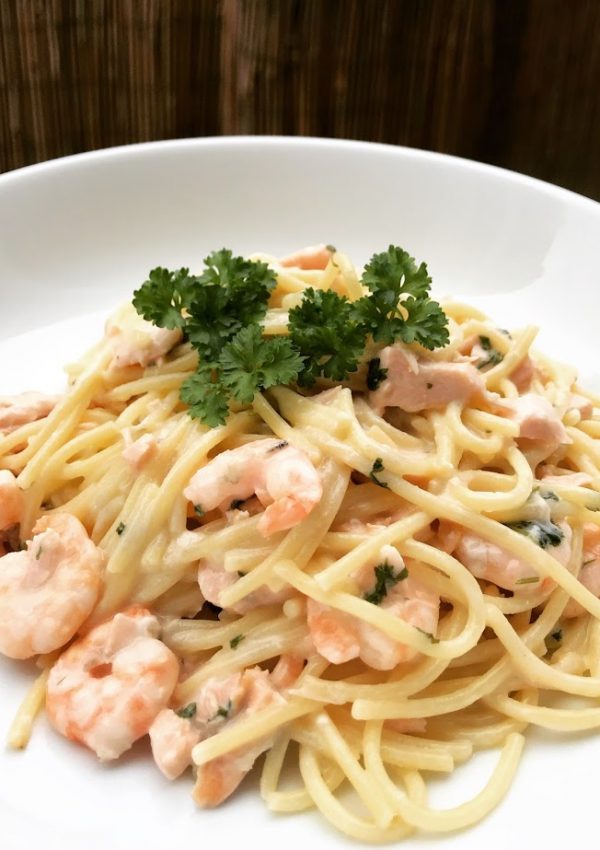 Salmon & Prawn Spaghetti