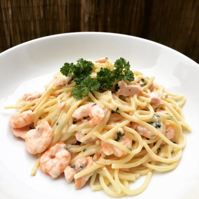 Salmon & Prawn Spaghetti Low Fodmap Inspiration