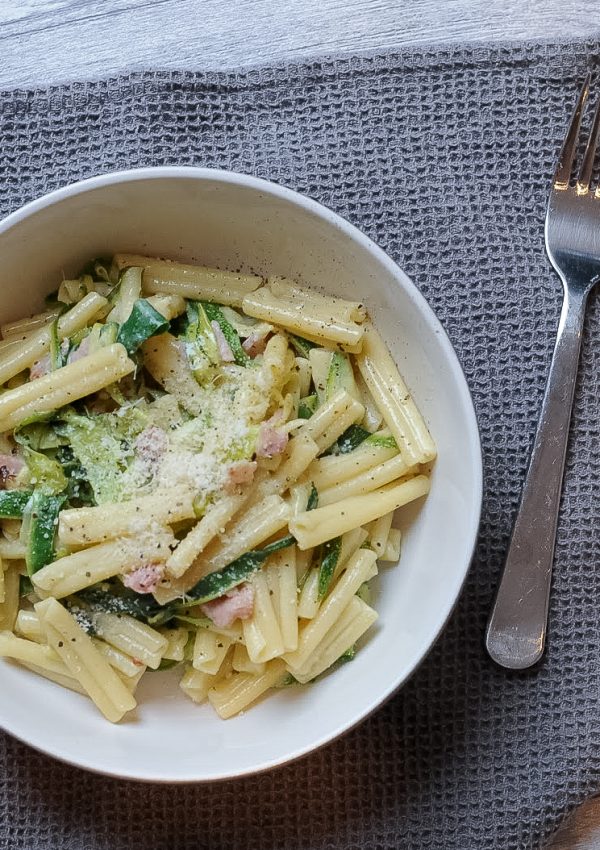 Courgette and Bacon Casarecce Pasta