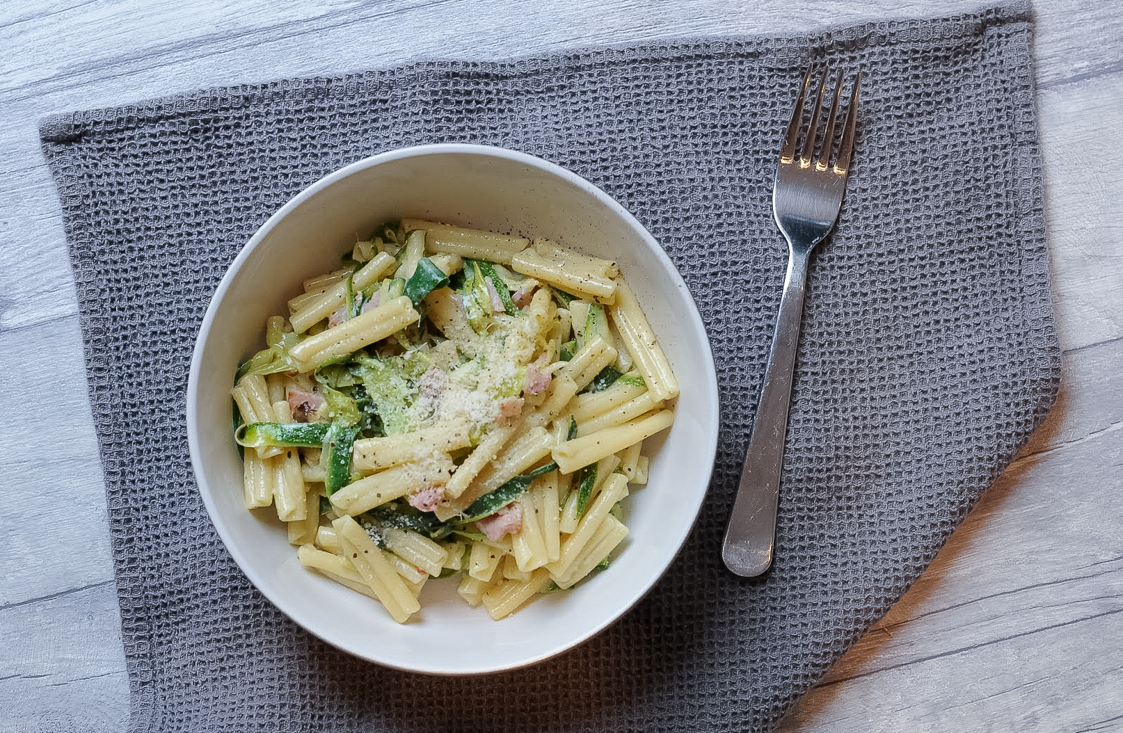 Courgette and Bacon Casarecce Pasta Low Fodmap Inspiration