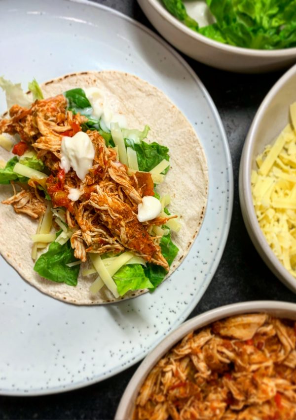 Slow-Cooked Pulled Chicken Fajitas